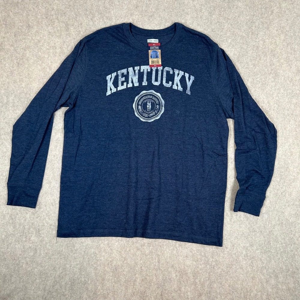 State of Mine‎ Long Sleeve Tee Mens XL Navy Kentucky State Seal Graphic NWT